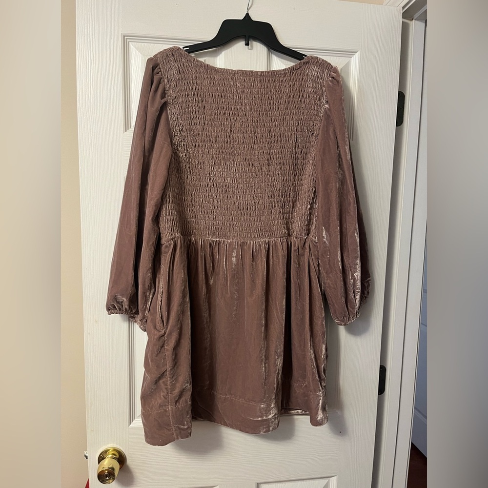 Free People Farrier Velvet Mini Dress Mauve Color Size Large - Picture 5 of 7